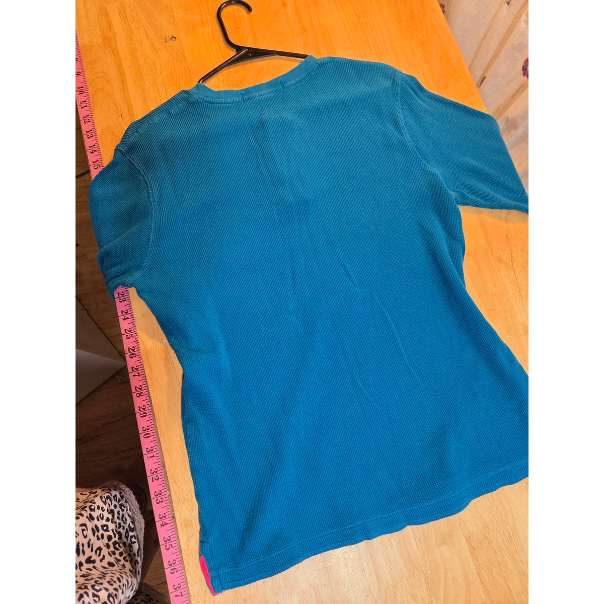 US polo Association turquoise waffle knit long sleeve shirt pink contrast medium