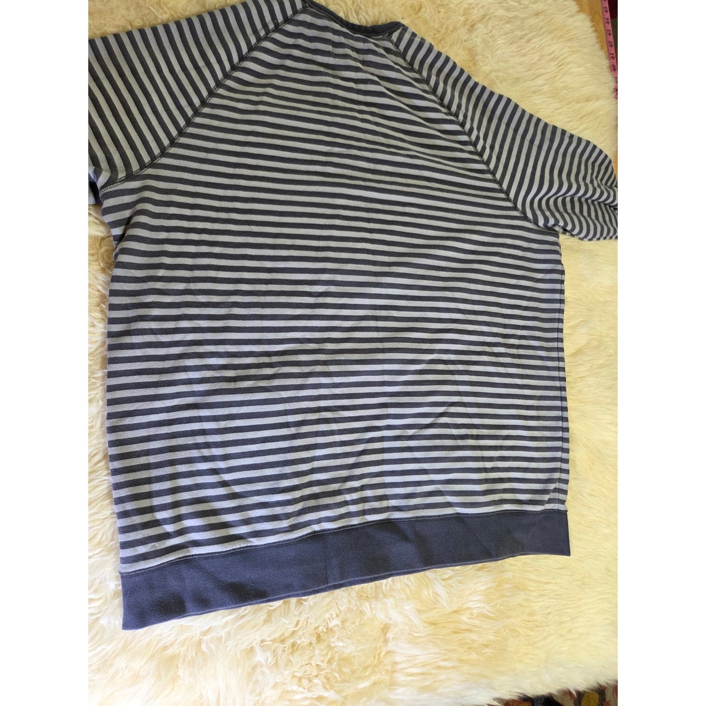 Land's End Serious Sweats Gray Striped Pullover Sweatshirt Jersey Knit Thick XL
