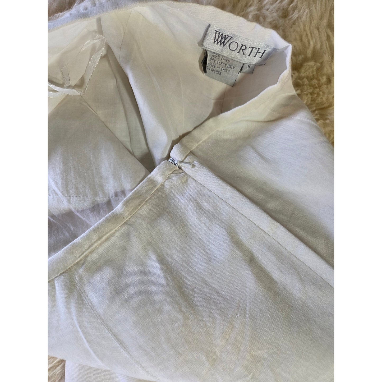 Worth size 8 100% Linen Fully Lined Wide Leg Bell Bottom Pants small stain leg