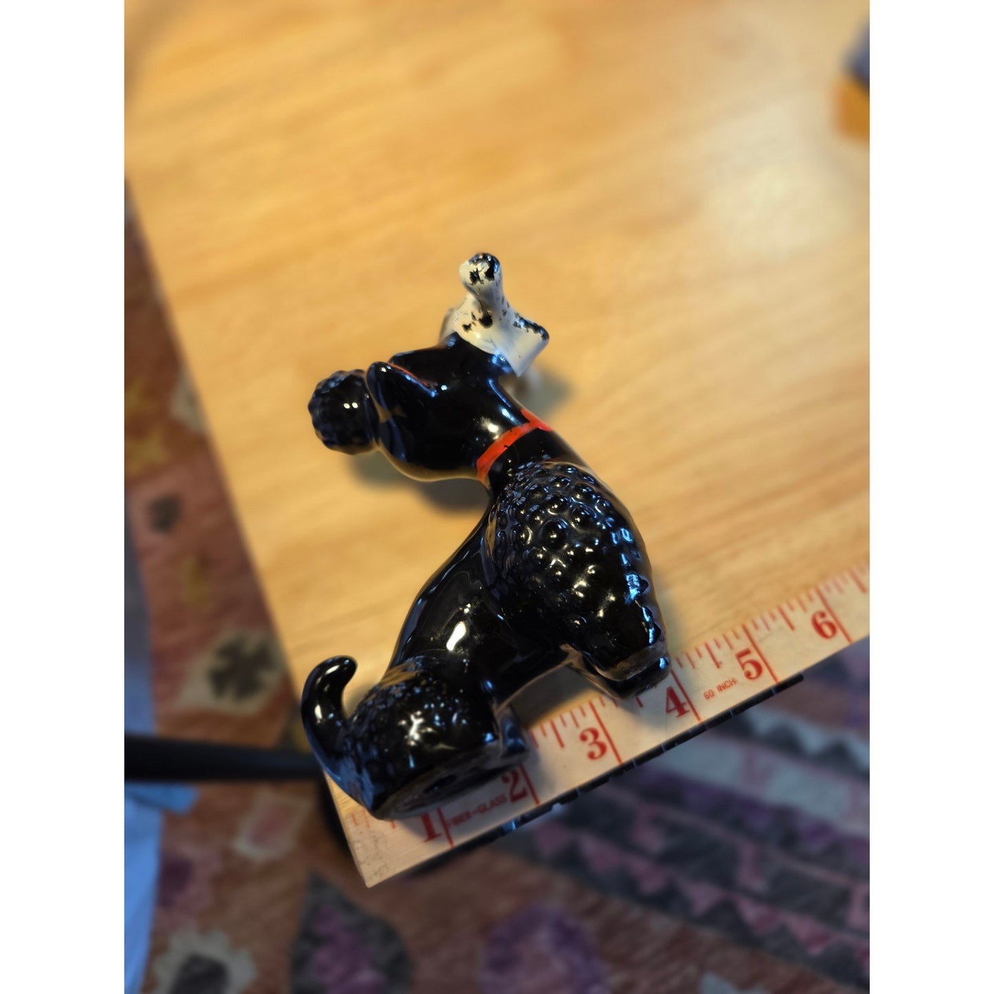 Vintage Scottie dog figurine collectible black white red porcelain