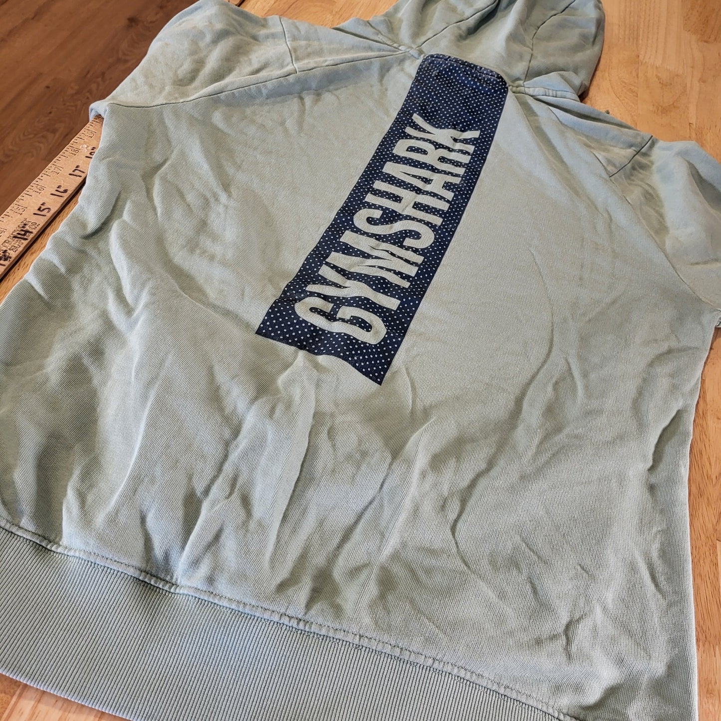 Gym Shark Mint Green Pullover Hoodie Small Back Graphic 21" P2P