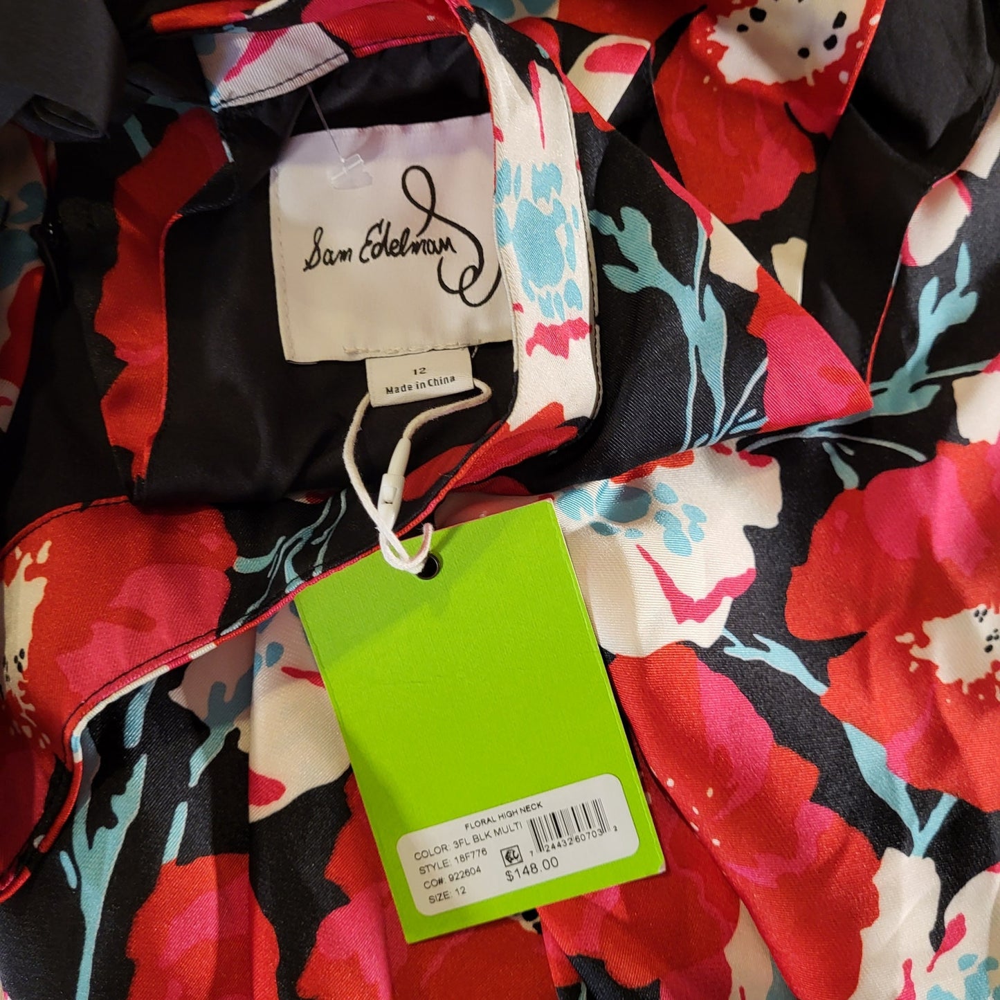 NWT Sam Edelman High Neck Floral Maxi Sleeveless Satin Dress 20" P2P Size 12