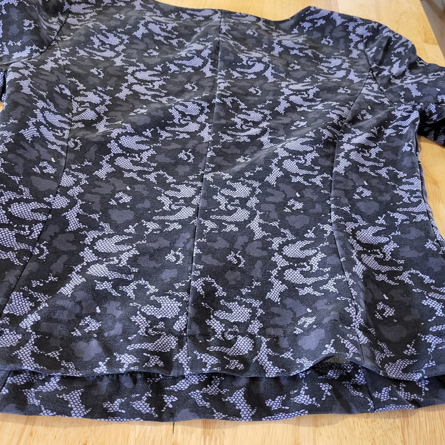 Doncaster purple and black lace print silks 3/4 length sleeve invisible zipper