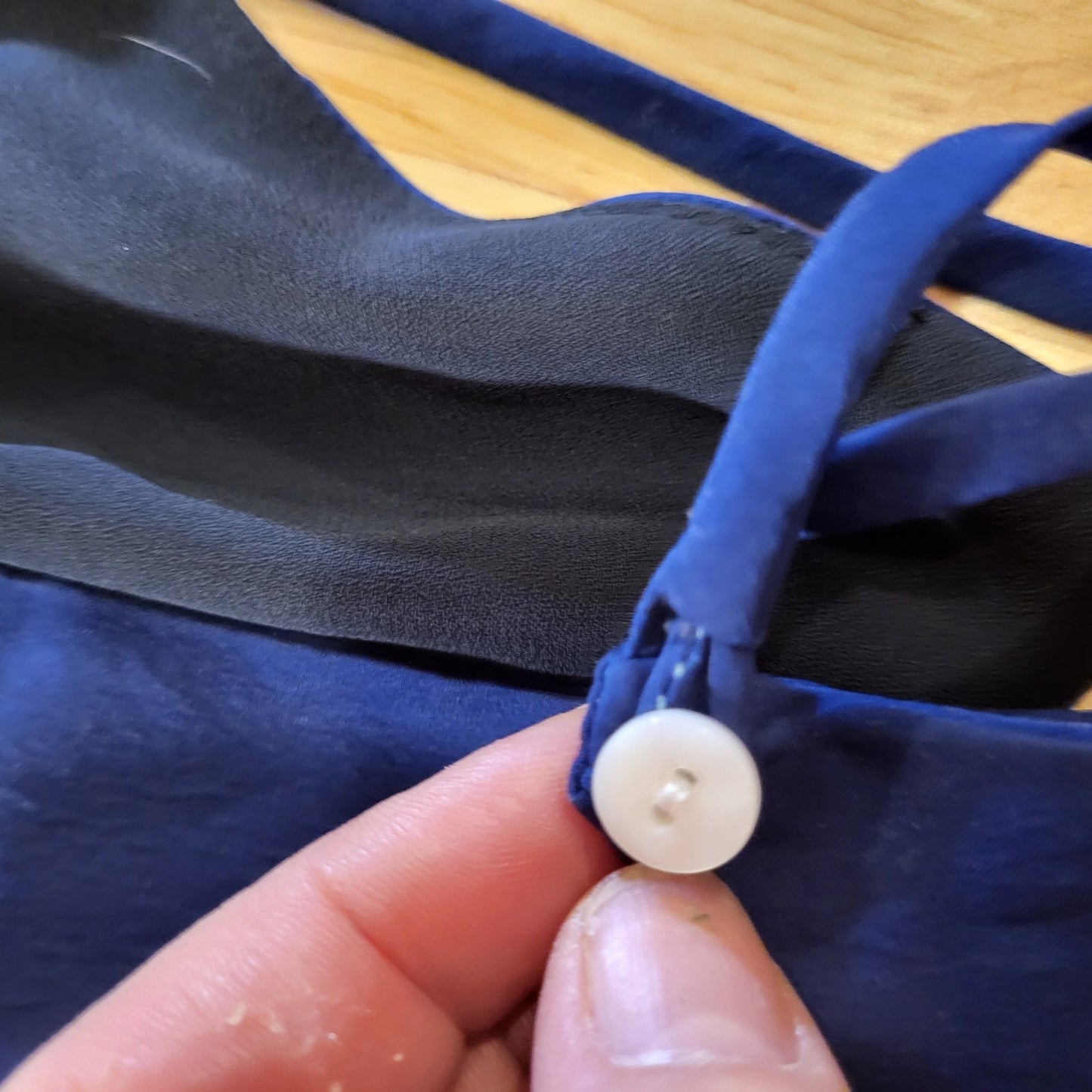 Alice & Trixie Blue Spaghetti Straped Maxi Dress Side Slit Racer Back 16" P2P