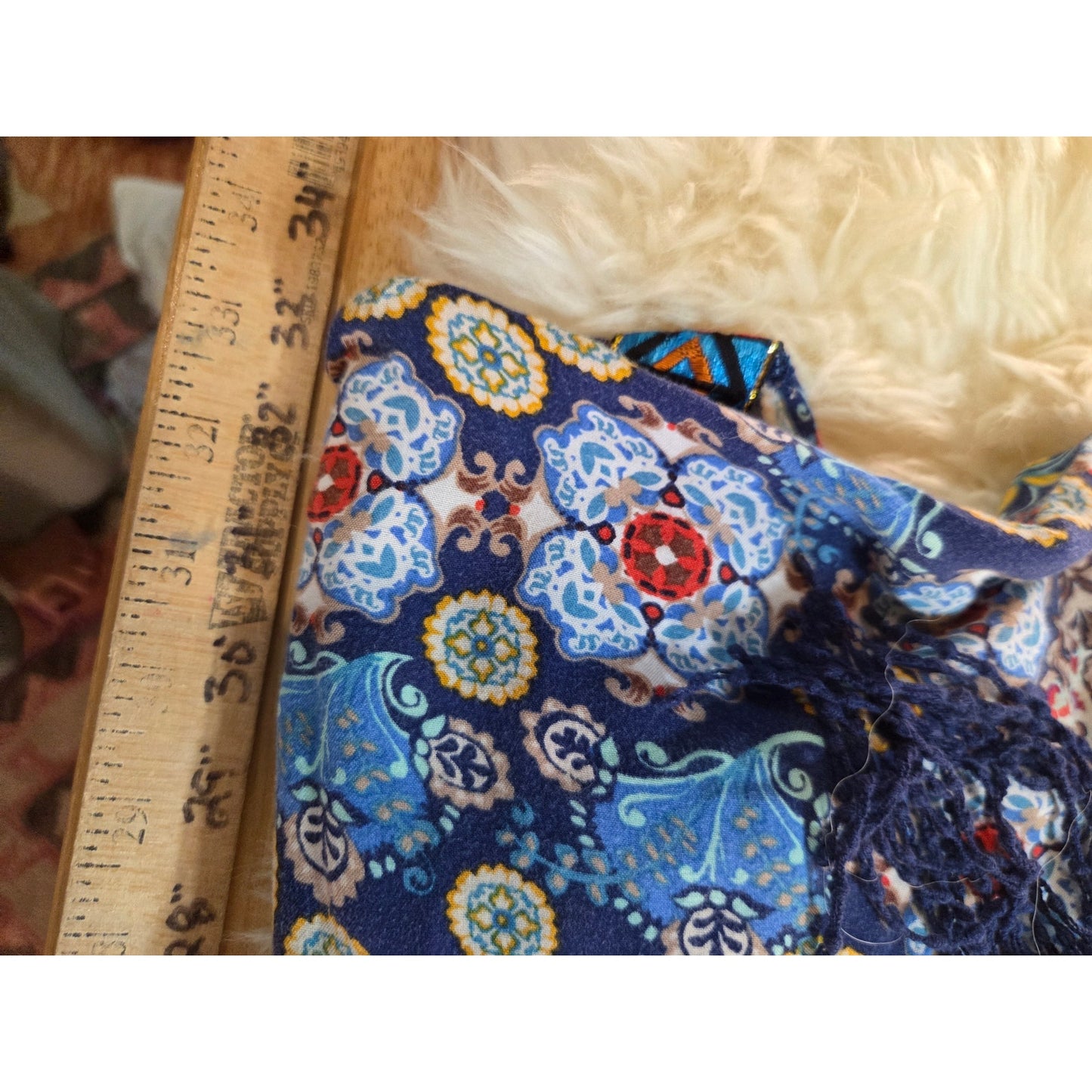 Live and Let Live colorful primary color blue Paisley red Mini dress small