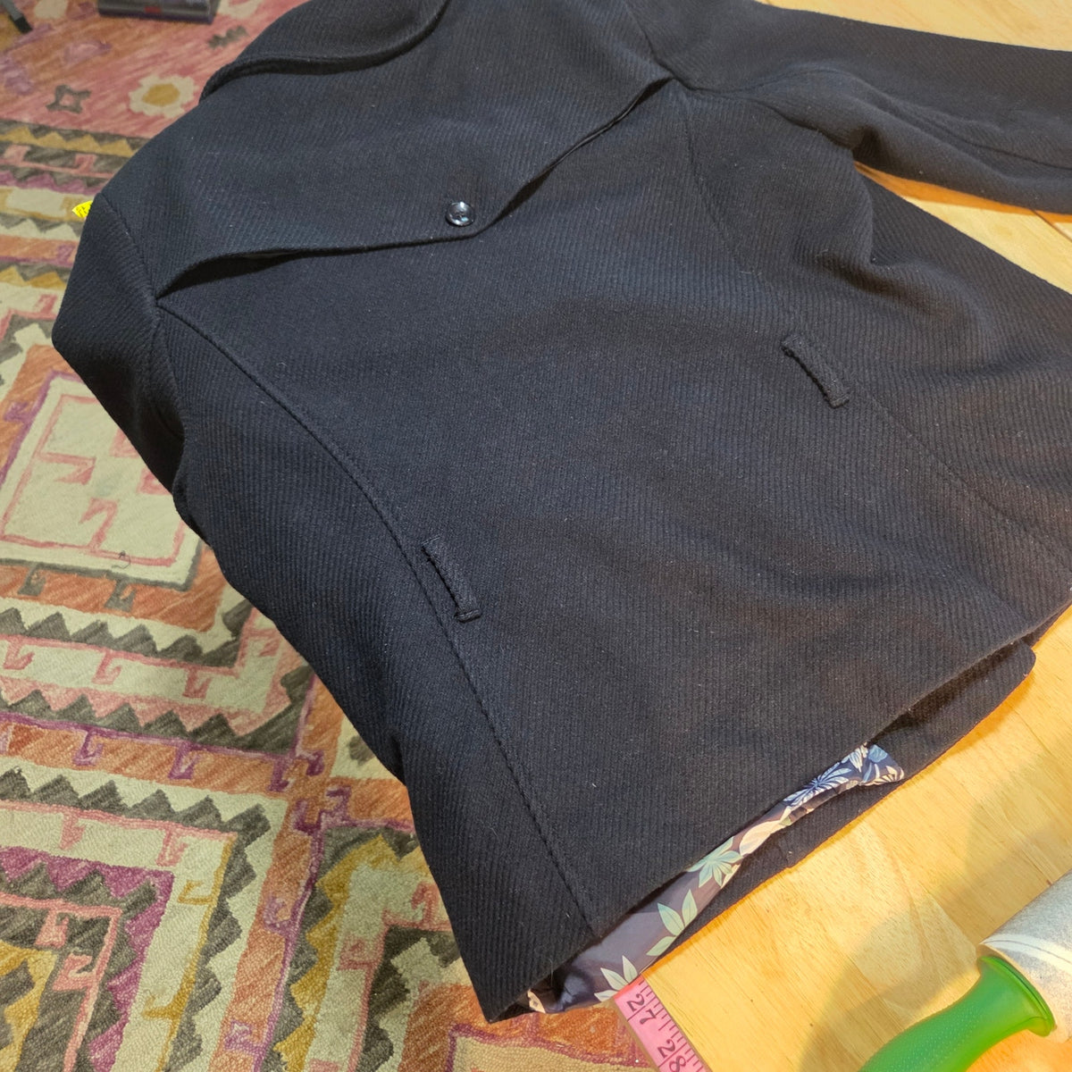 Old Navy xxl recycled wool blend peacoat black big buttons classic style