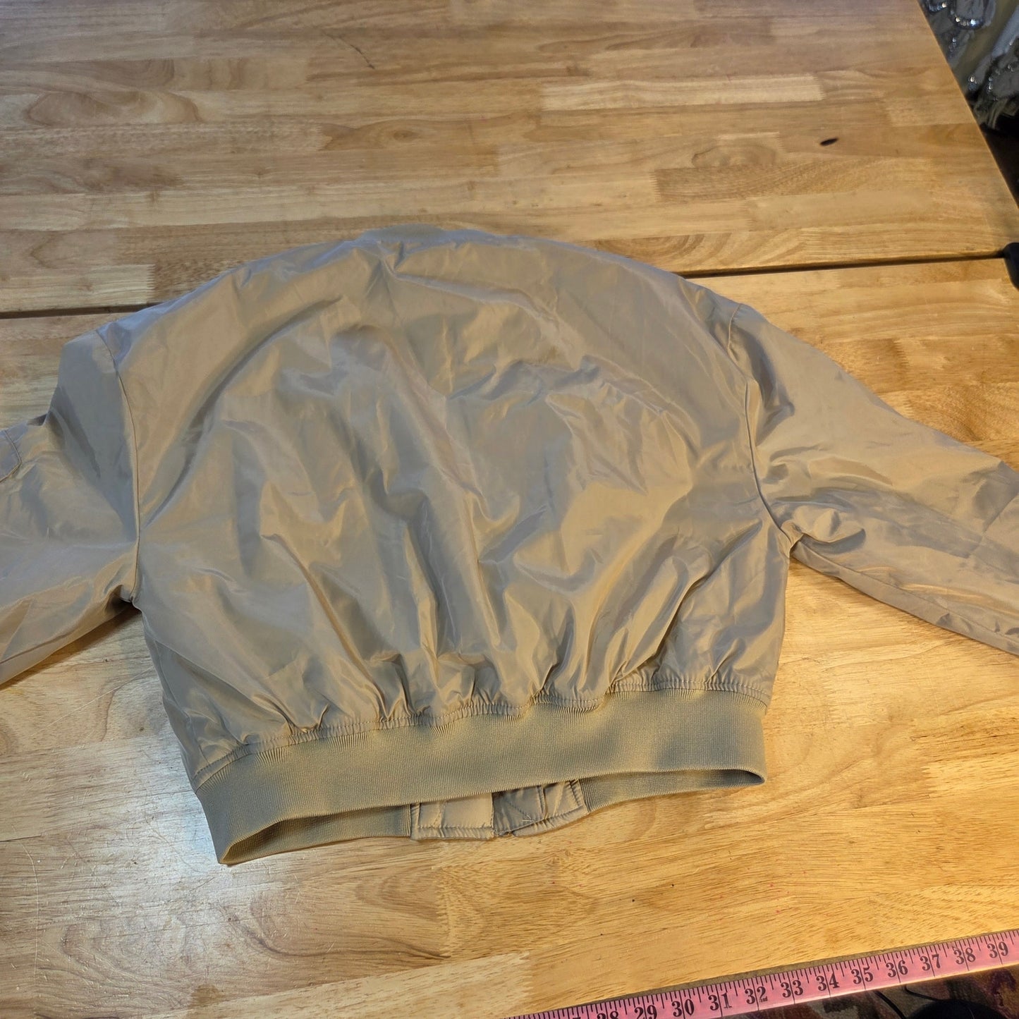 Love tree size medium cropped khaki bomber jacket nylon Y2K silver Hardware