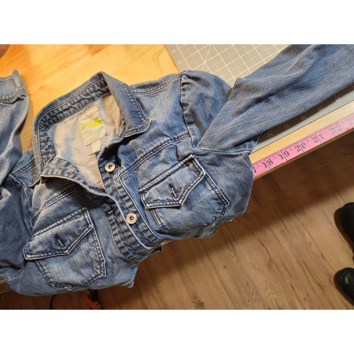 Charlotte Russe size medium cropped puff sleeve jean jacket