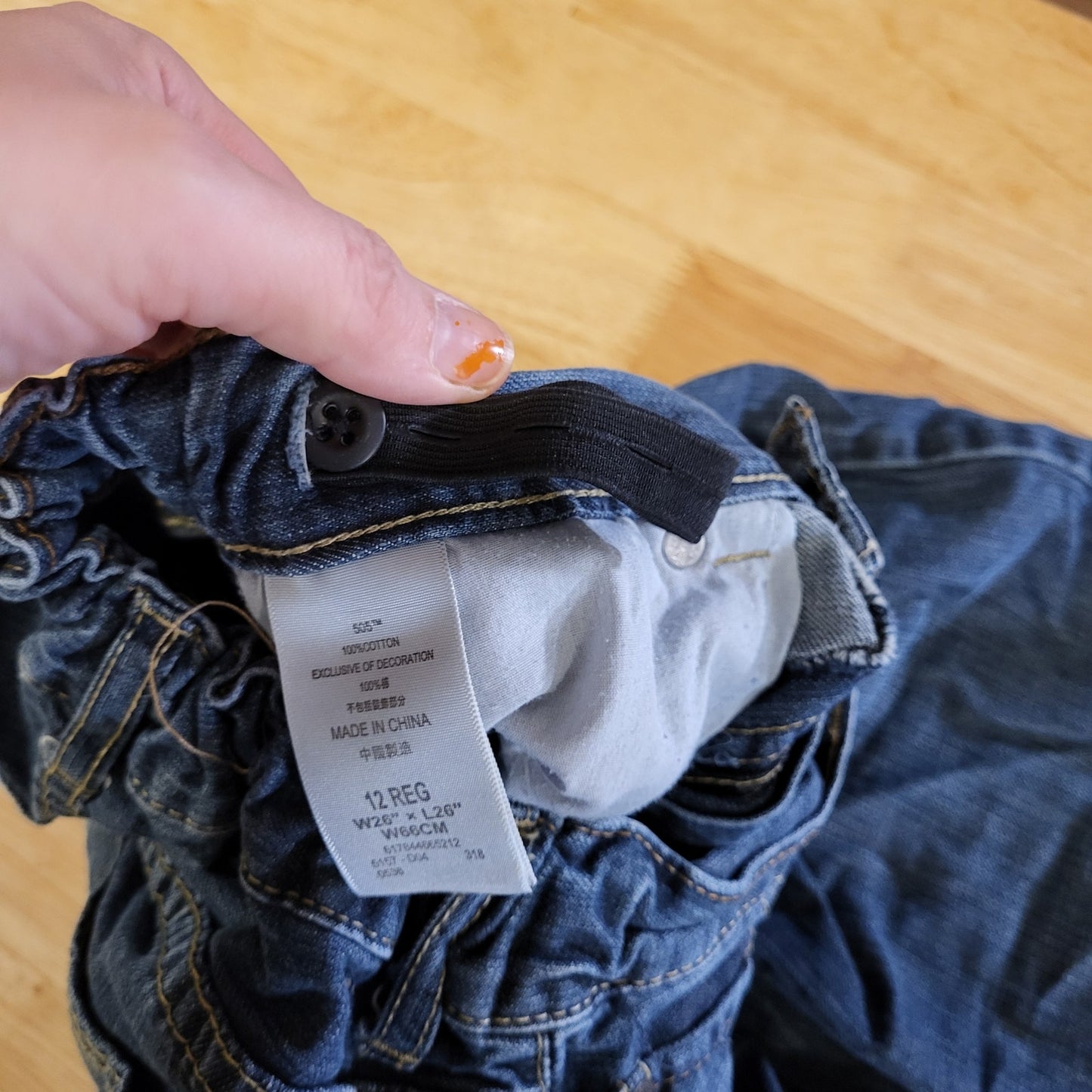 Levi's 505 Kids Jeans Size 12 Regular Adjustable Waist Medium Dark Wash