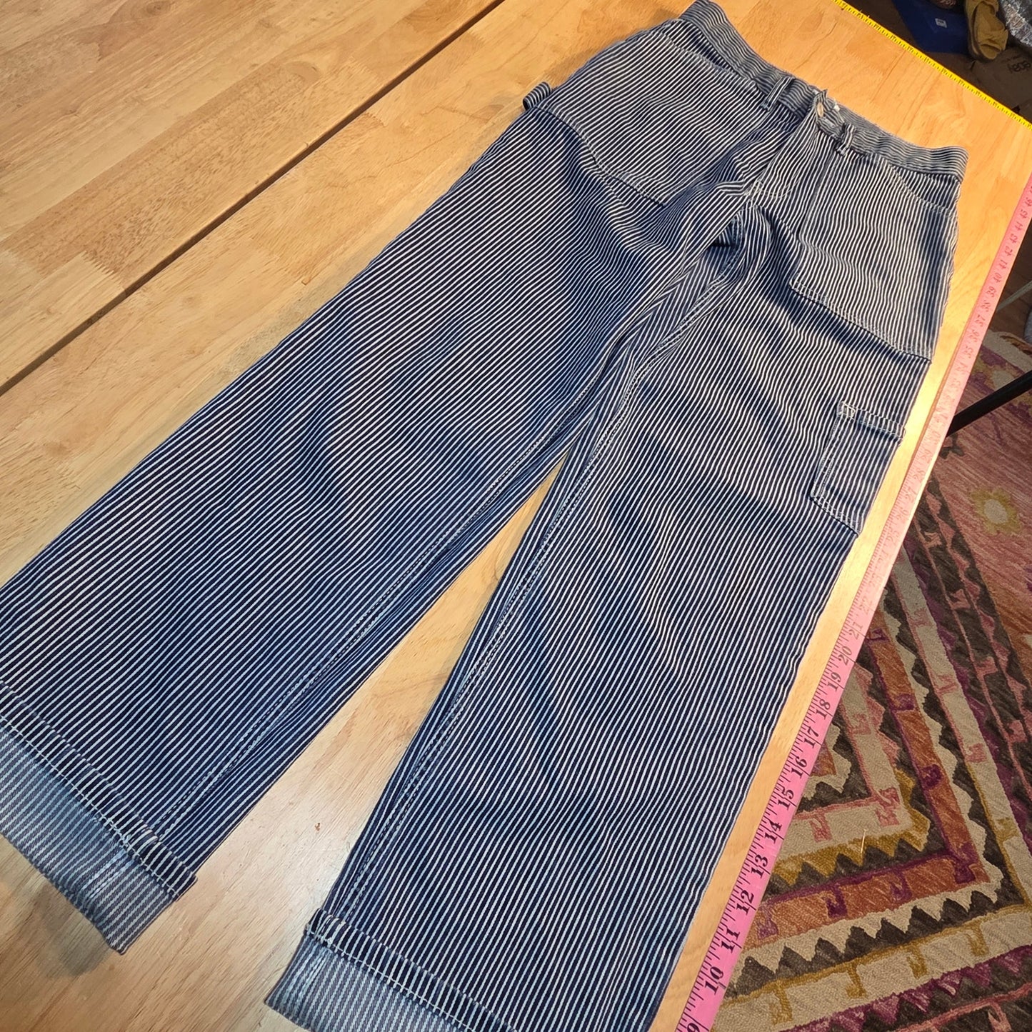 Glassons Denim Conductor Jeans Striped White Blue Carpenter Size 8