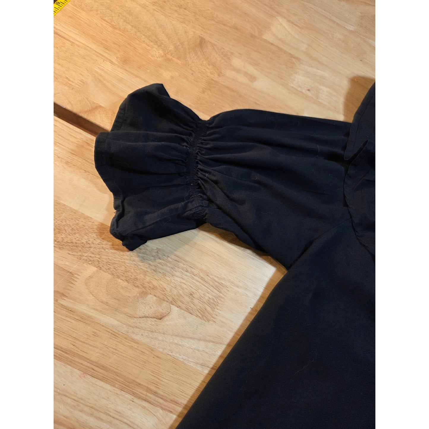Boohoo 100% cotton black one shoulder ruffle A-line dress