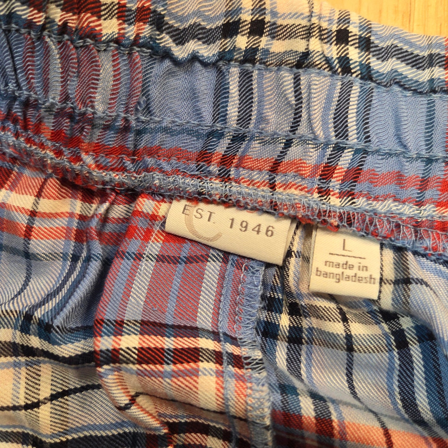 Est. 1946 Cato's Elastic Waist Tissue Hem Red White Blue Plaid Thin Flowy Large