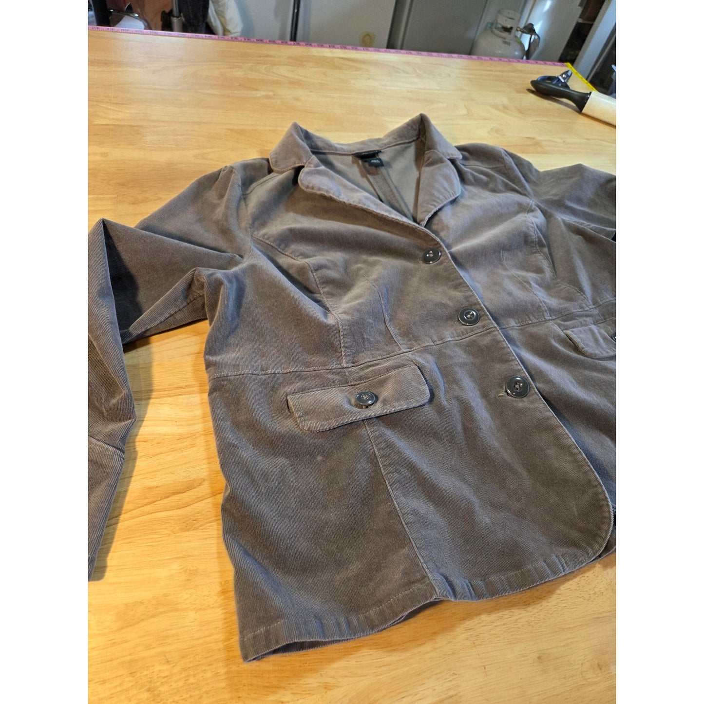 Lane Bryant 2024 w 100% cotton gray corduroy blazer coat pockets tailored