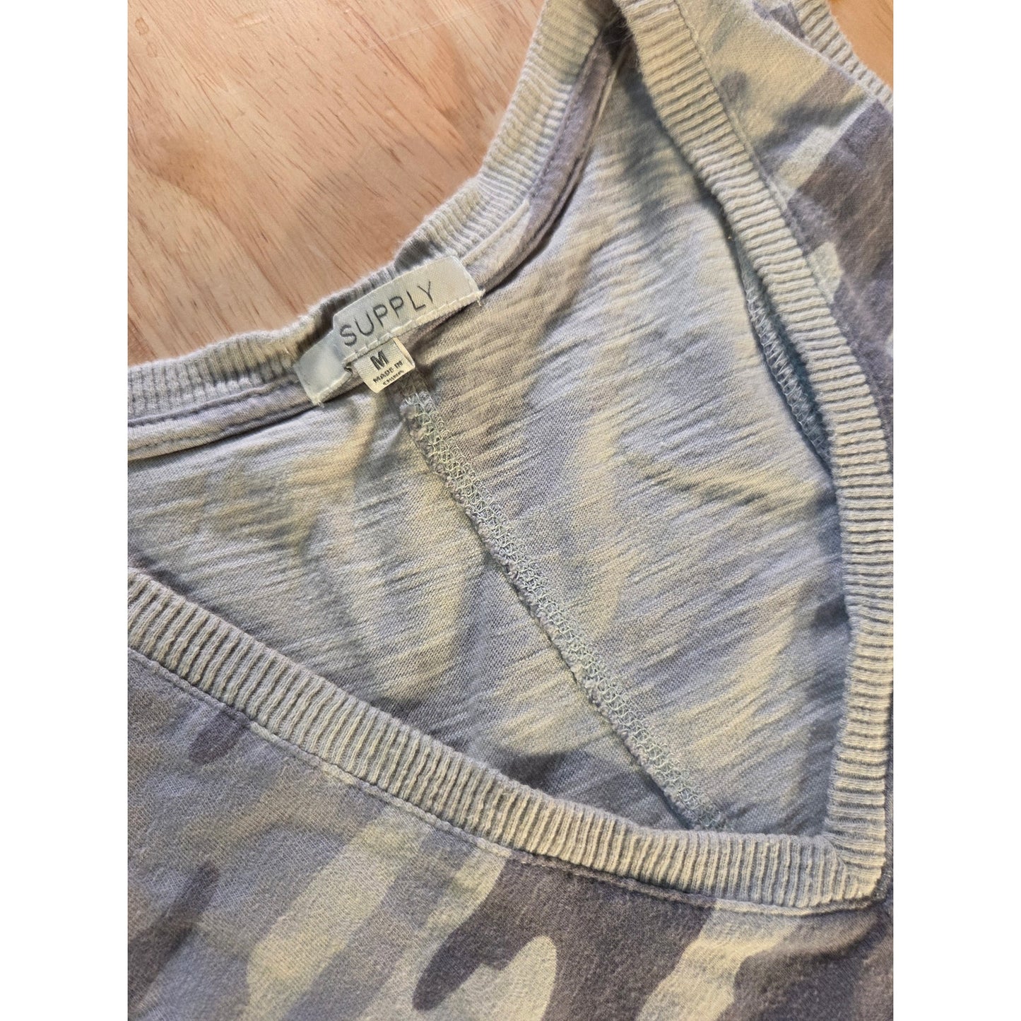 Z Supply Jersey camouflage t-shirt dress v-neck sleeveless green khaki medium