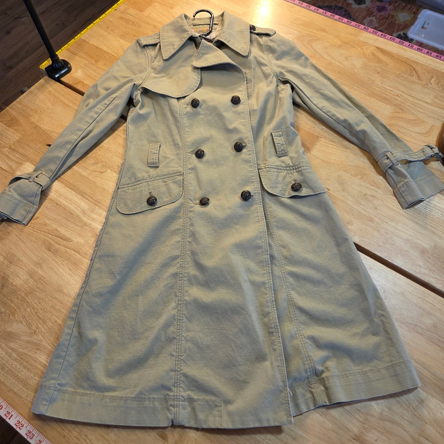 Orsay khaki denim double-breasted midi length trench Brown buttons 100% cotton