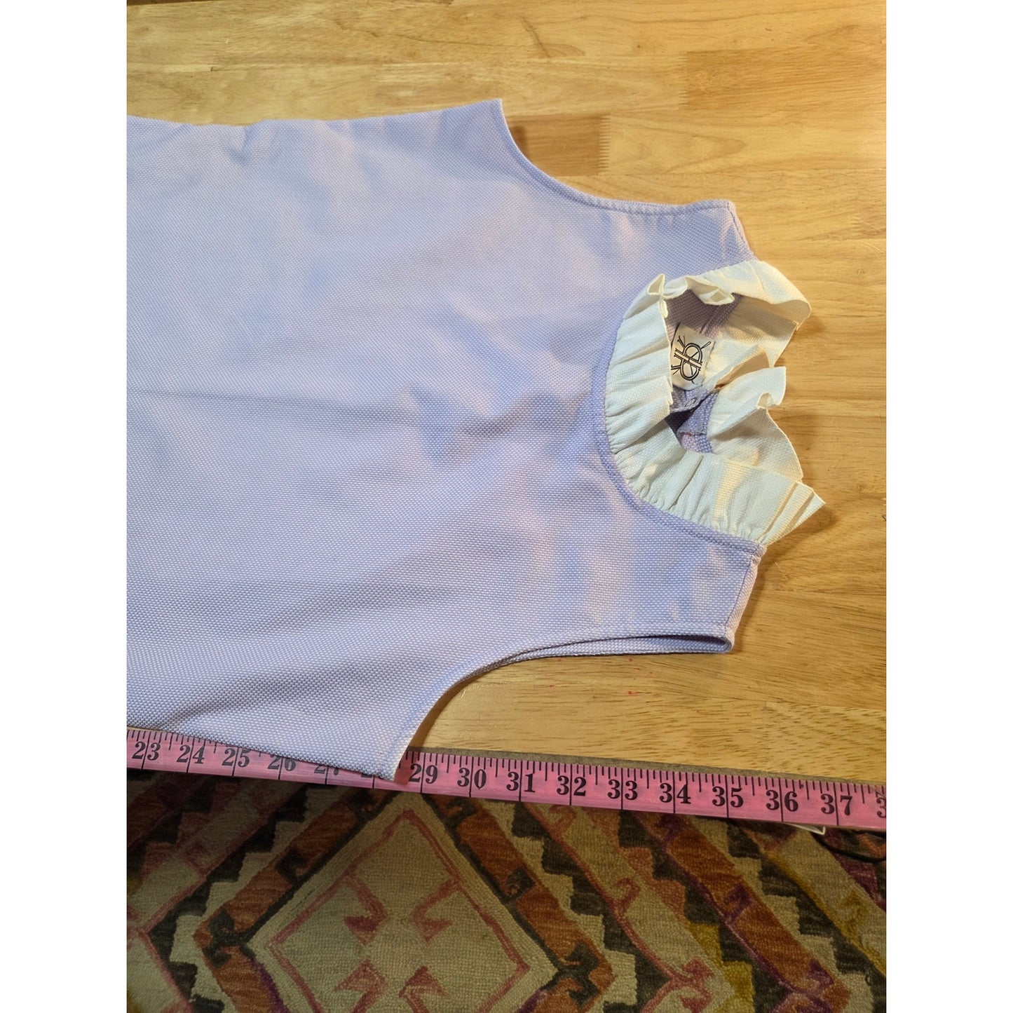 Double R by Ravi Ravan purple white waffle mini sleeveless ruffle collar