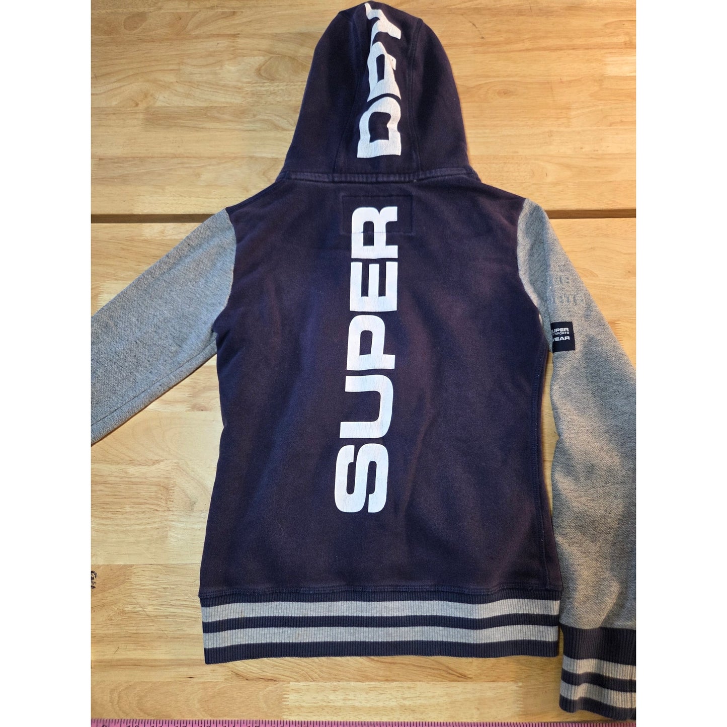 Supreme hoodie navy blue white graphic contrast sleeve zip hoodie cotton xs