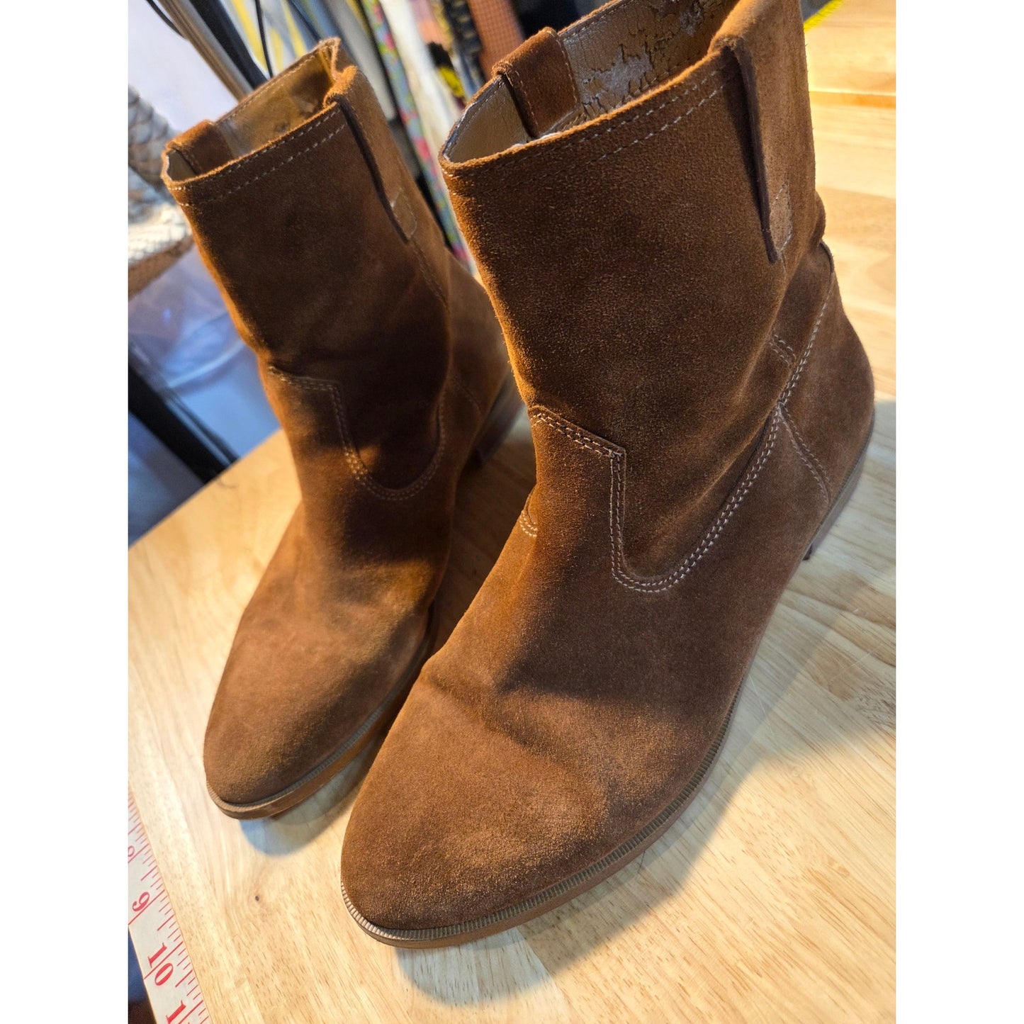 Rebecca Minkoff pointy toad suede Brown leather booties size 10 medium