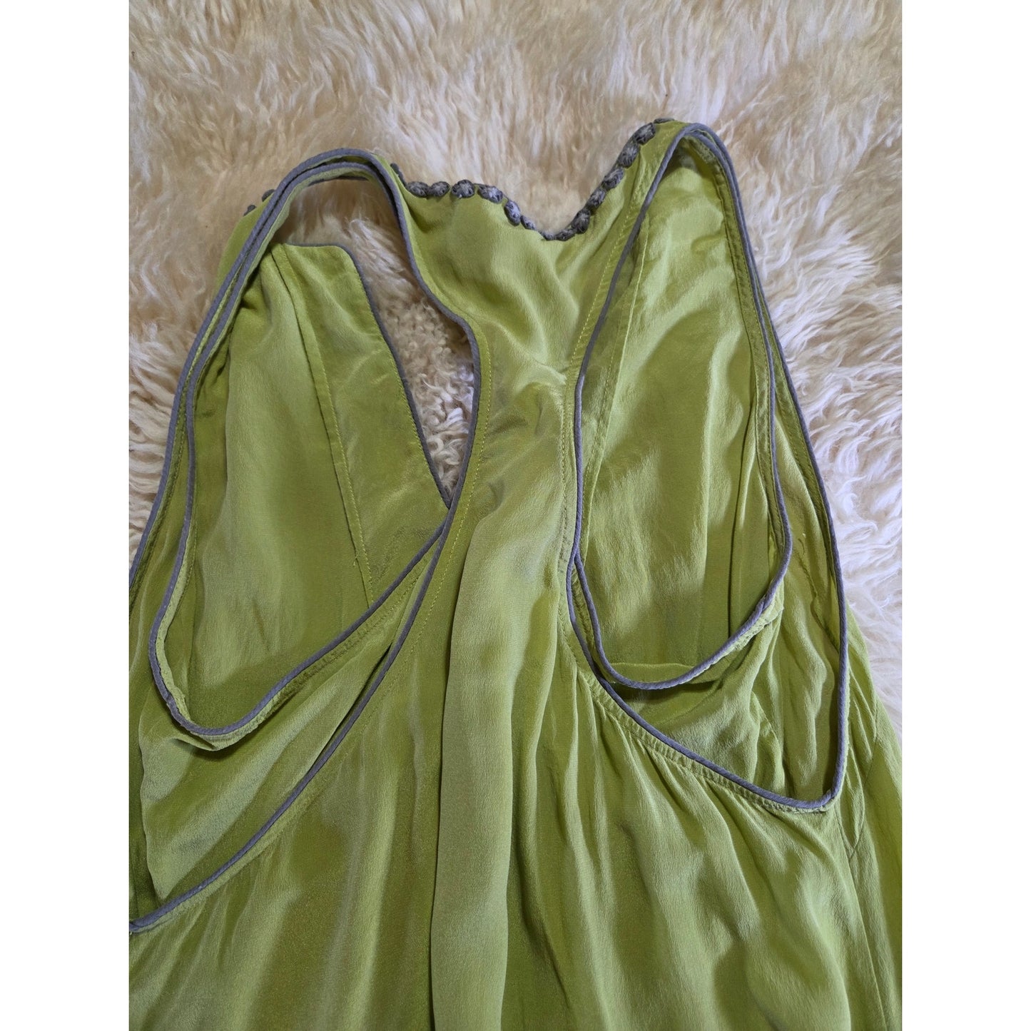 BCBGMAXAZRIA Green 100% Silk Sleeveless Tank Dress Mini Racerback M
