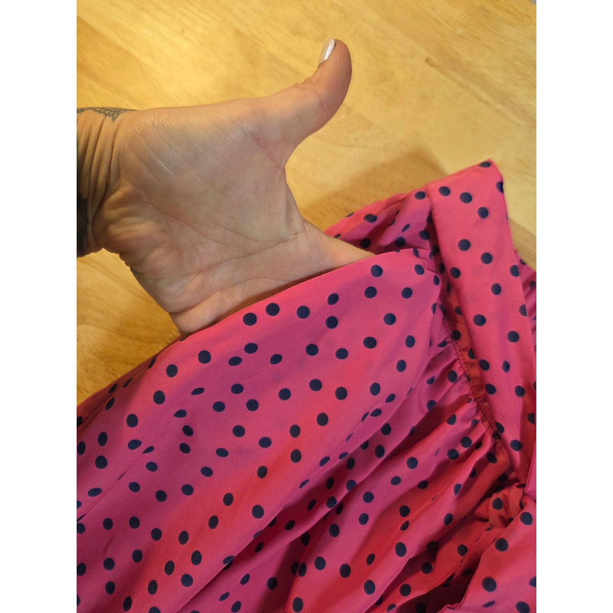 J Peterman Pink & Navy polka dot Maxi skirt size 6
