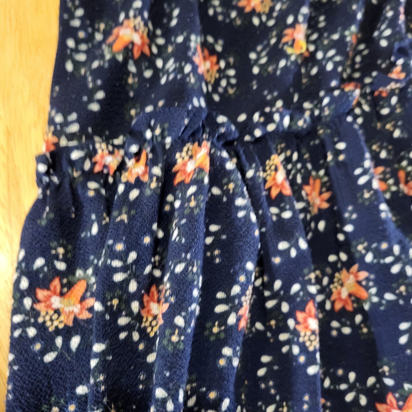 Max Studios Blue Floral Long Sleeve Mini Dress Tiered Ruffle Medium