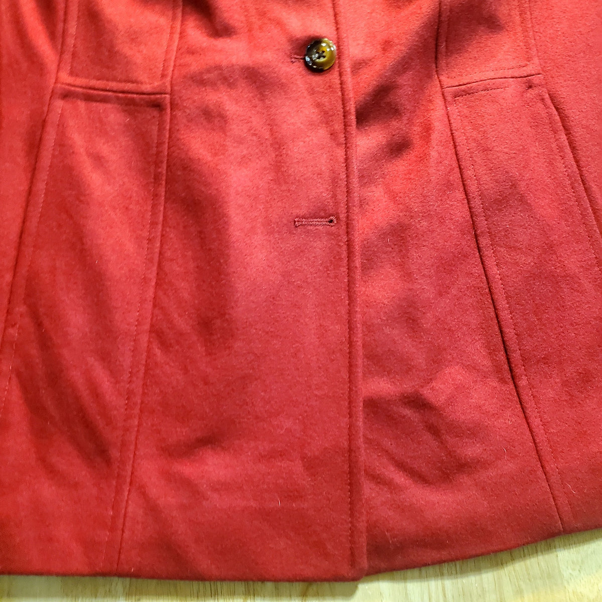 London Fog Collection 3x Double Collar Wool Blend Burgundy Maroon Pea Coat