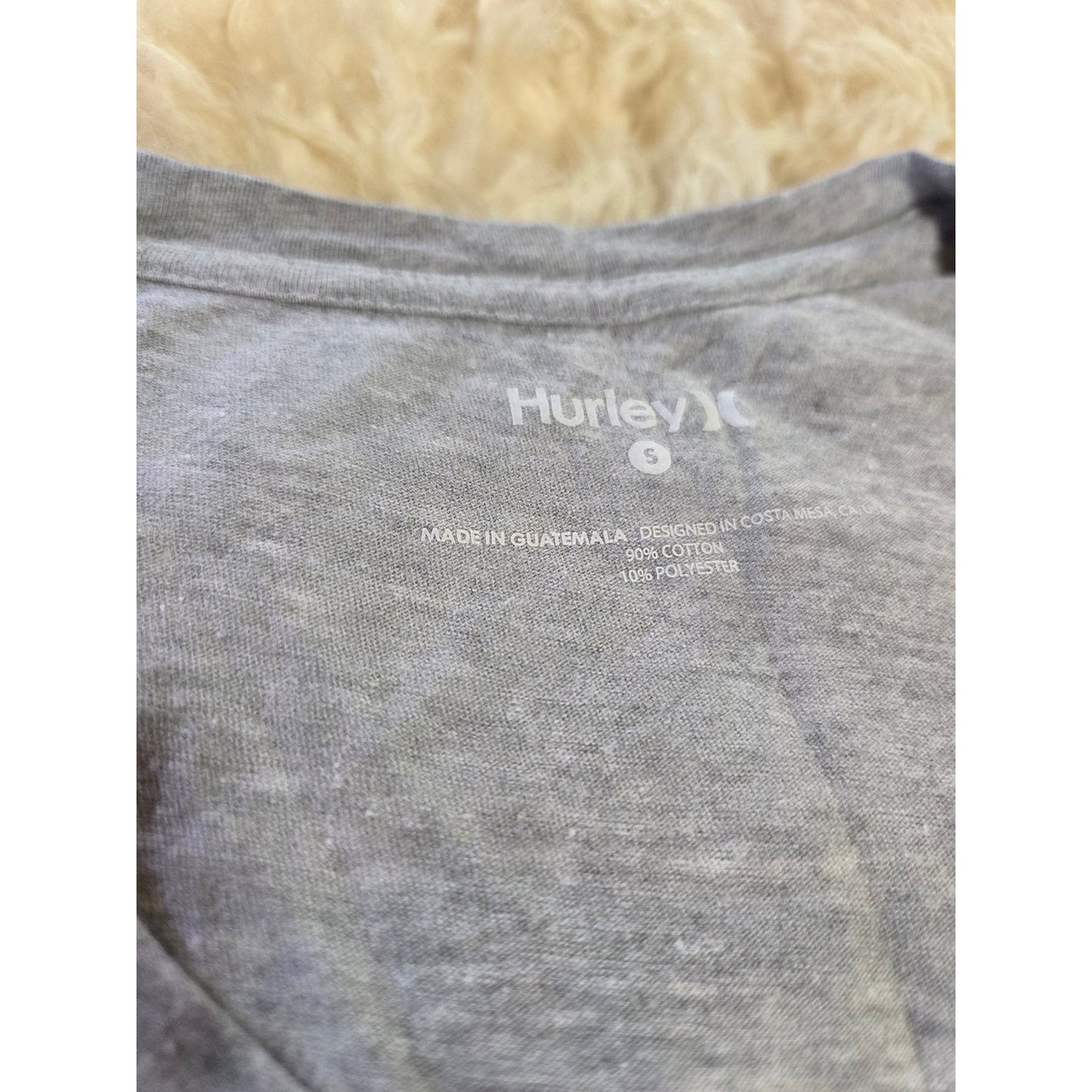 Hurley Heather Gray V-neck t-shirt floral Graphic Small