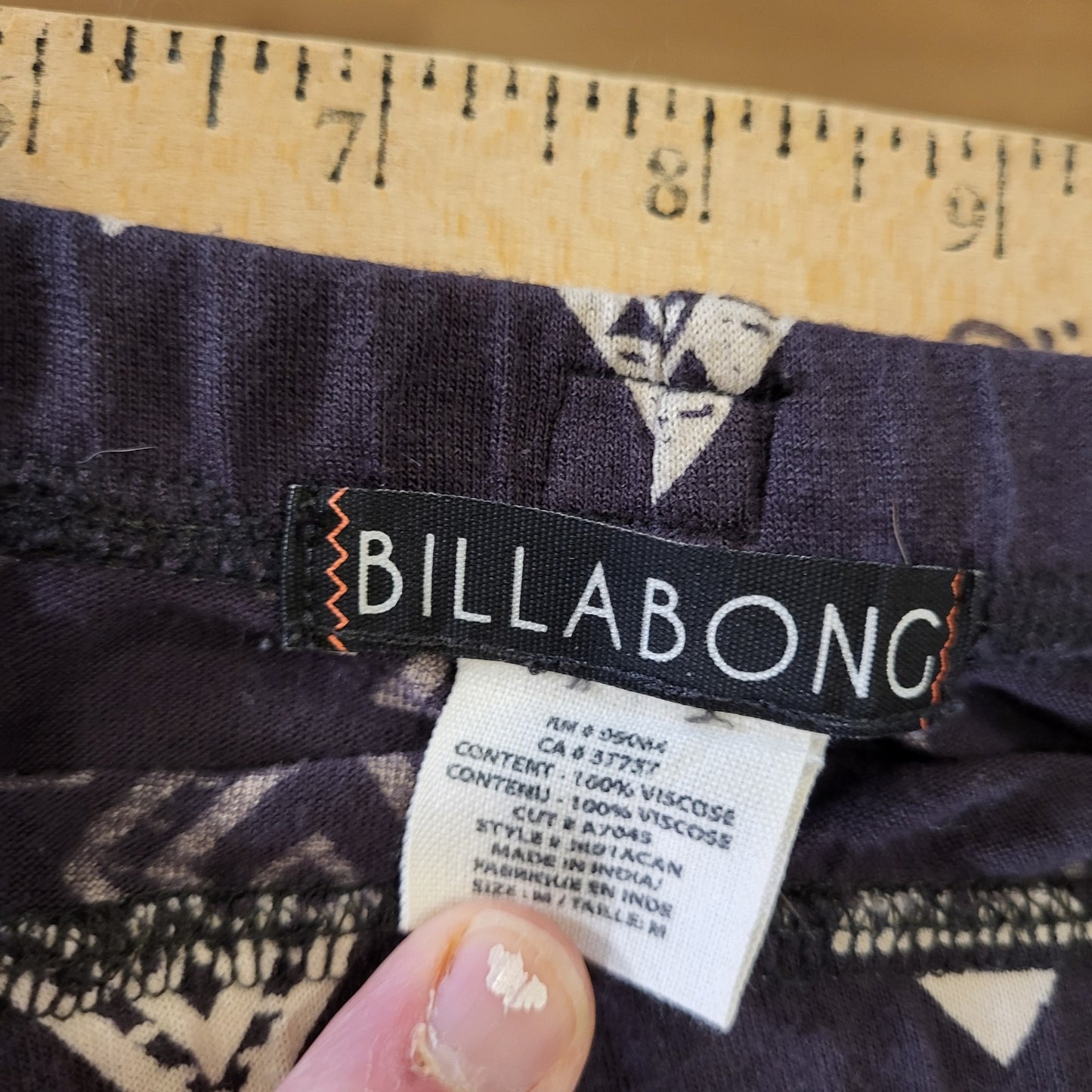 Billabong 100% Viscose Gunmetal Gray Aztec Print Jersey Knit Tube Maxi Dress M