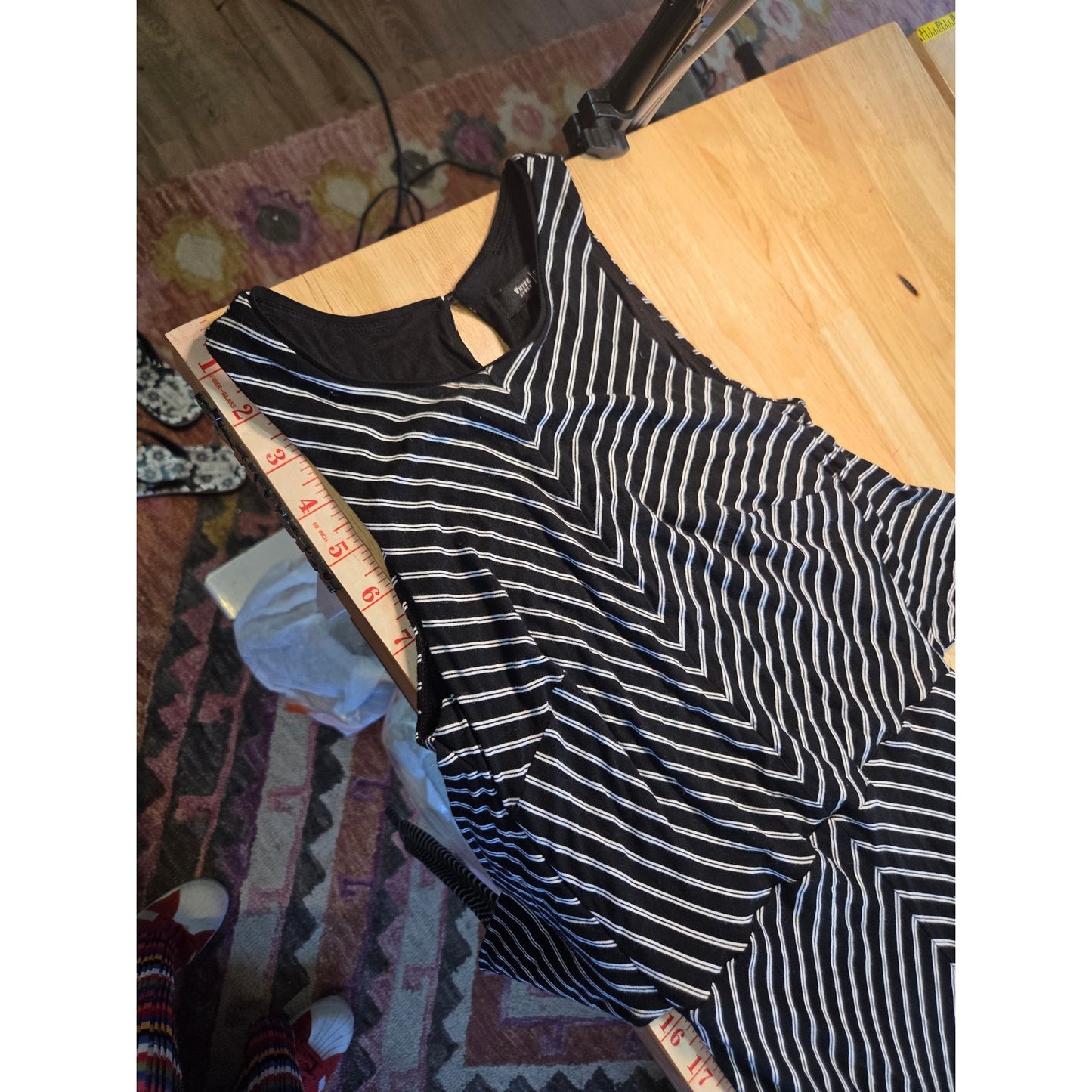 White House Black Market sleeveless jersey knit bias stripe black xxs white maxi