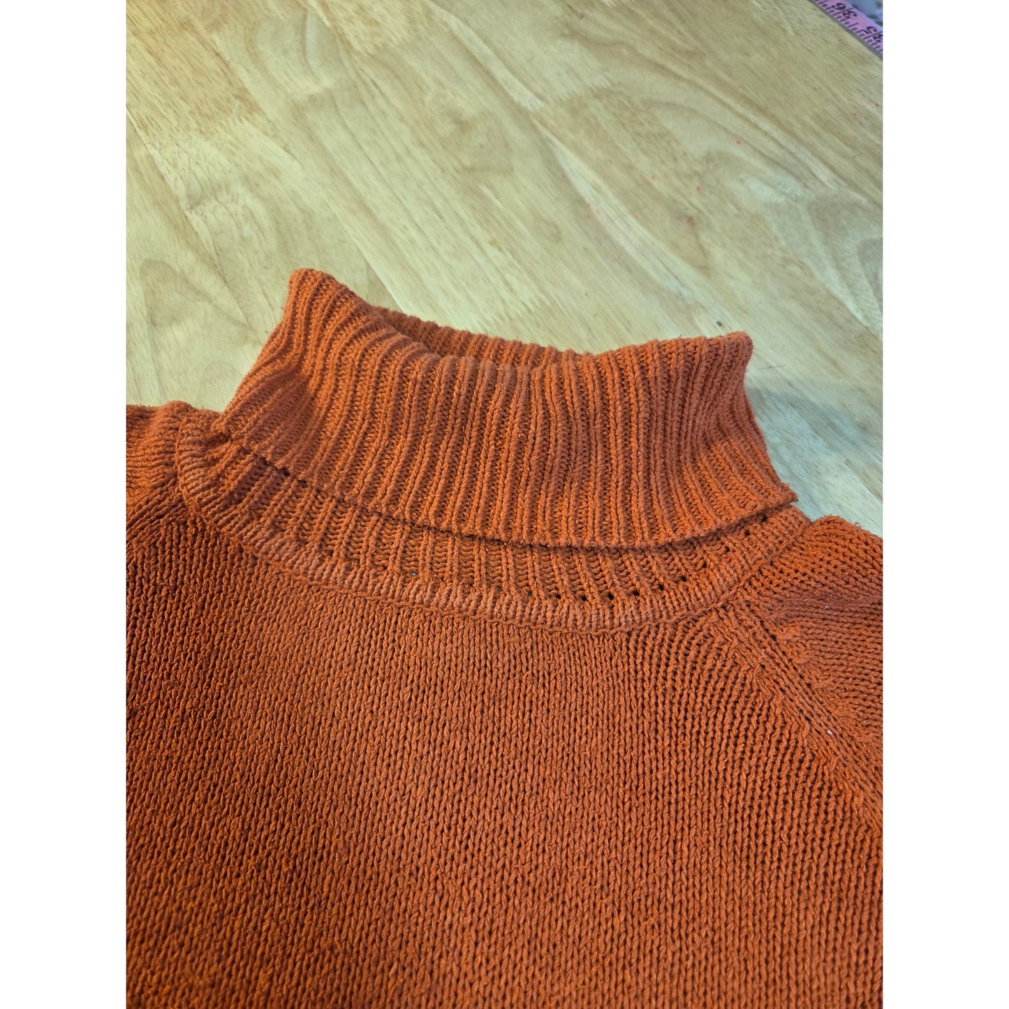 Winter silks vintage silk knit orange turtleneck sweater close close-knit medium