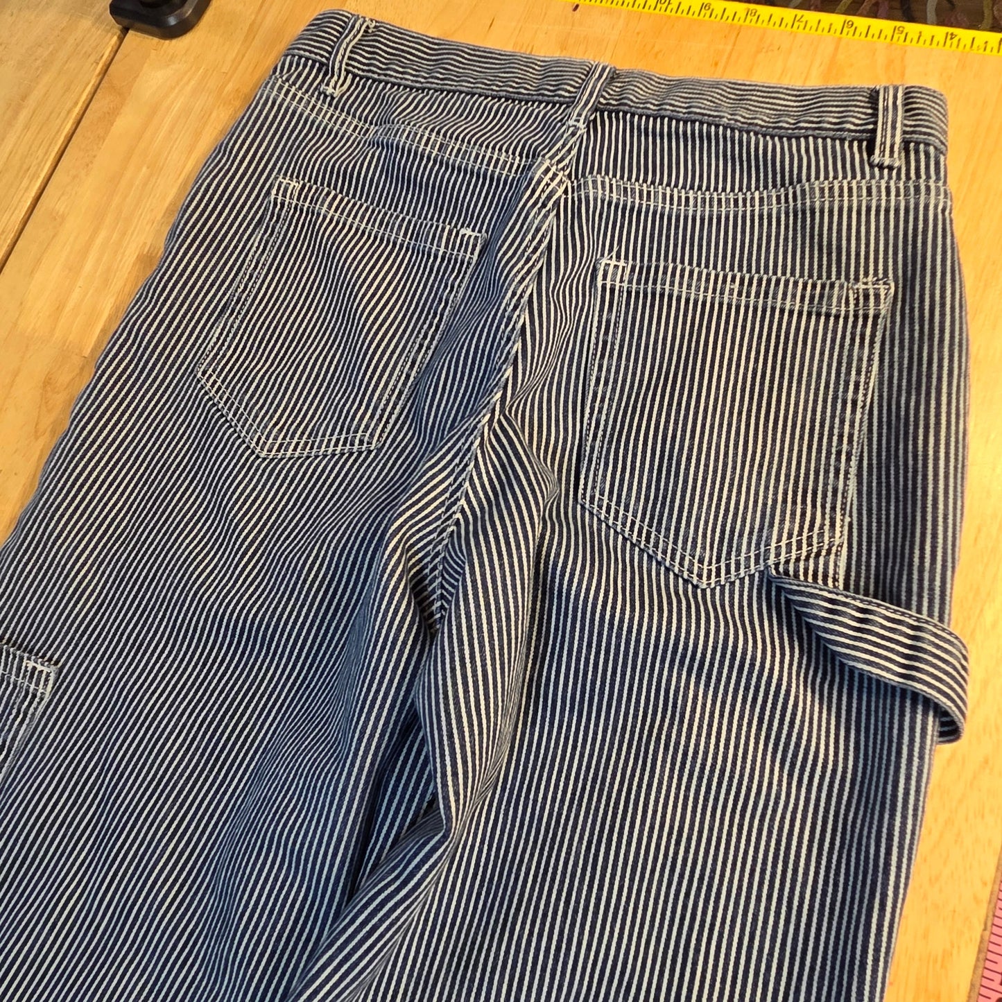 Glassons Denim Conductor Jeans Striped White Blue Carpenter Size 8