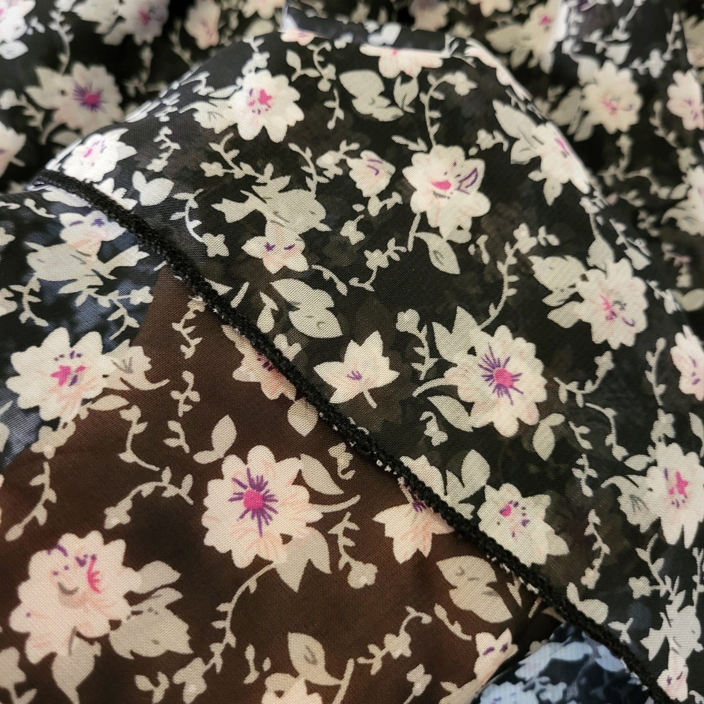 B'Delicious Teddy Dress Black Floral Sleeveless Back Tie Knee Length