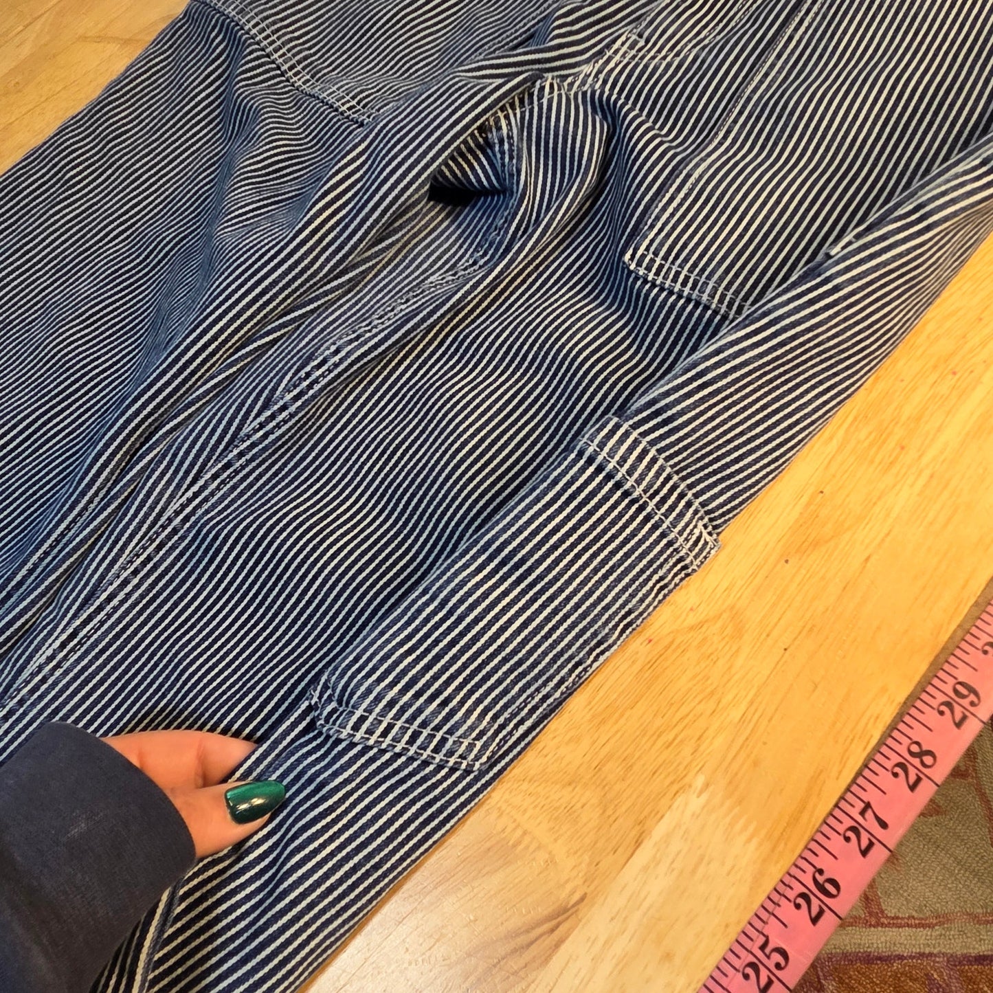 Glassons Denim Conductor Jeans Striped White Blue Carpenter Size 8
