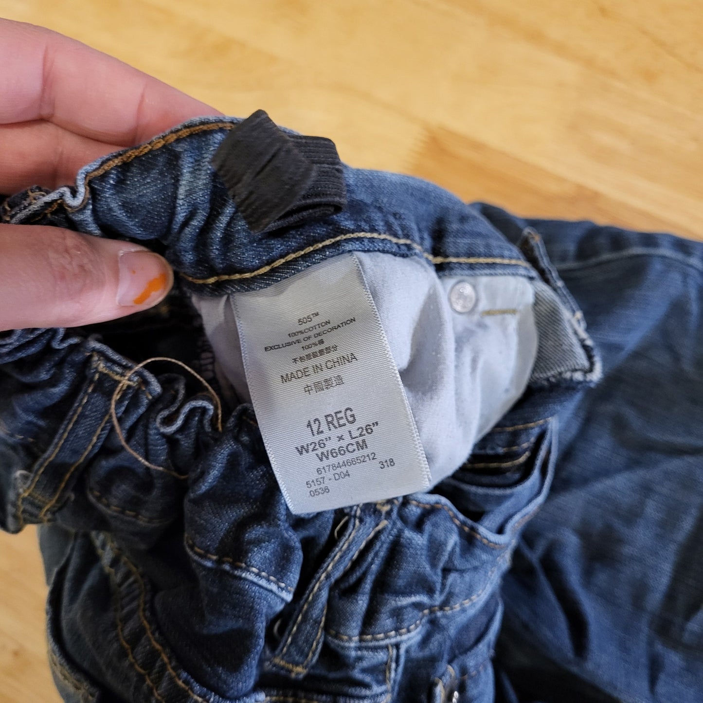 Levi's 505 Kids Jeans Size 12 Regular Adjustable Waist Medium Dark Wash