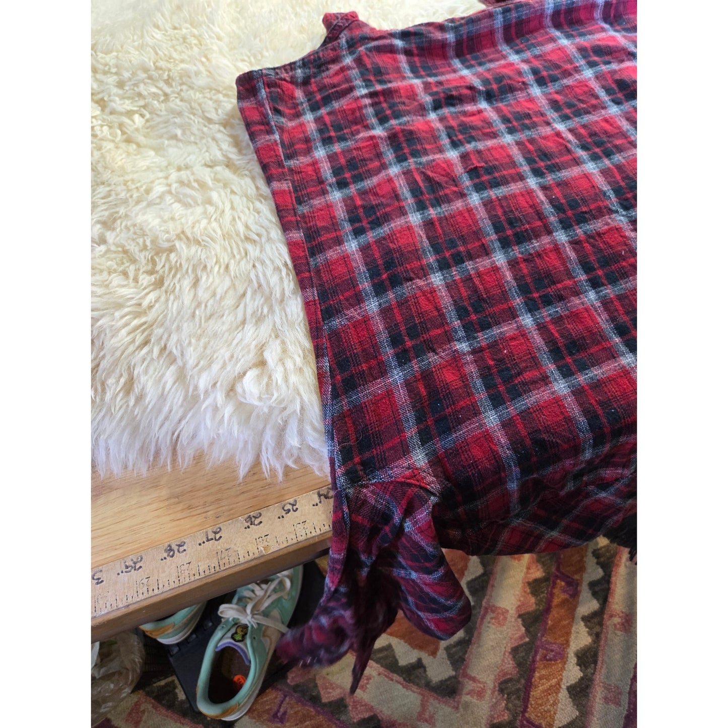 Wrangler Vintage Red Plaid Pearl Snap Western Collared Shirt 100% Cotton Large