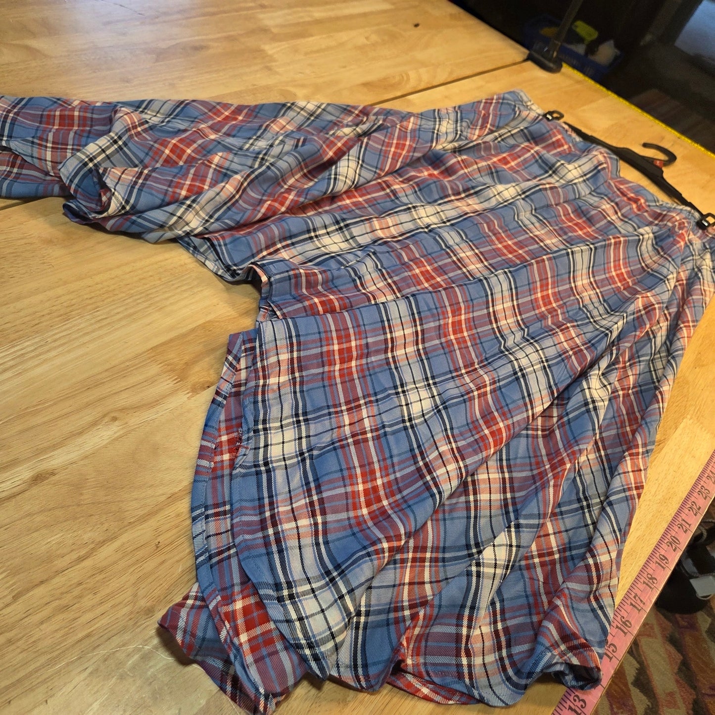 Est. 1946 Cato's Elastic Waist Tissue Hem Red White Blue Plaid Thin Flowy Large