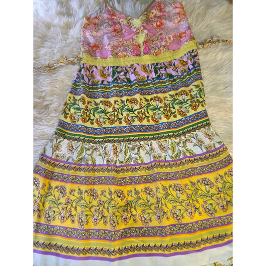 Aratta Silent Journey Maxi Floral Dress Rococo Baroque Artwork Beads Adjustable