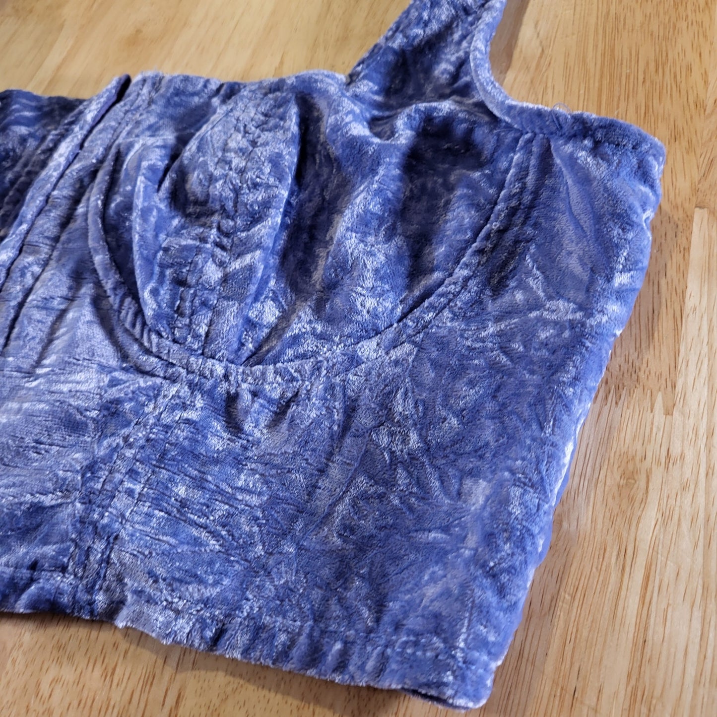 NWT Wild Fable Periwinkle Blue Velvet Stretch Corset Top Sleeveless Large