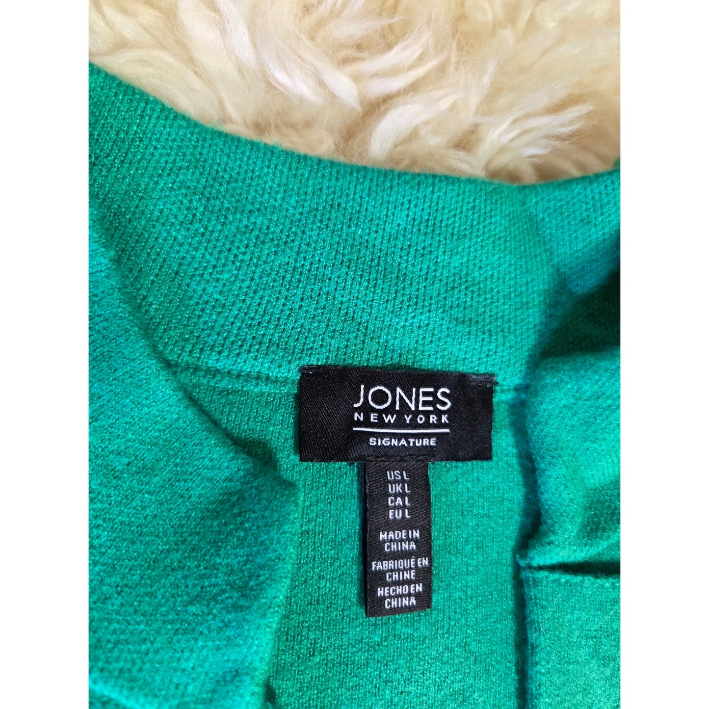 Jones New York Kelly Green Gold Button Detail Sweater Viscose Blend Large
