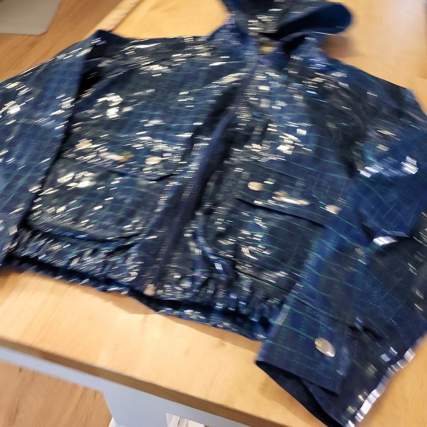 Banner House Asheville Kids Rubber Rain Coat Blue Check Duck Embroidery 20" P2P