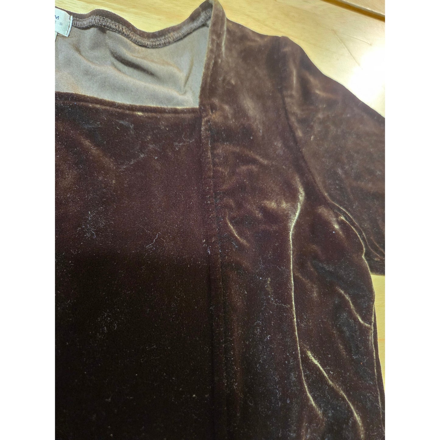 Nordstrom Intimates Brown velvet cap sleeve blouse large 19" p2p