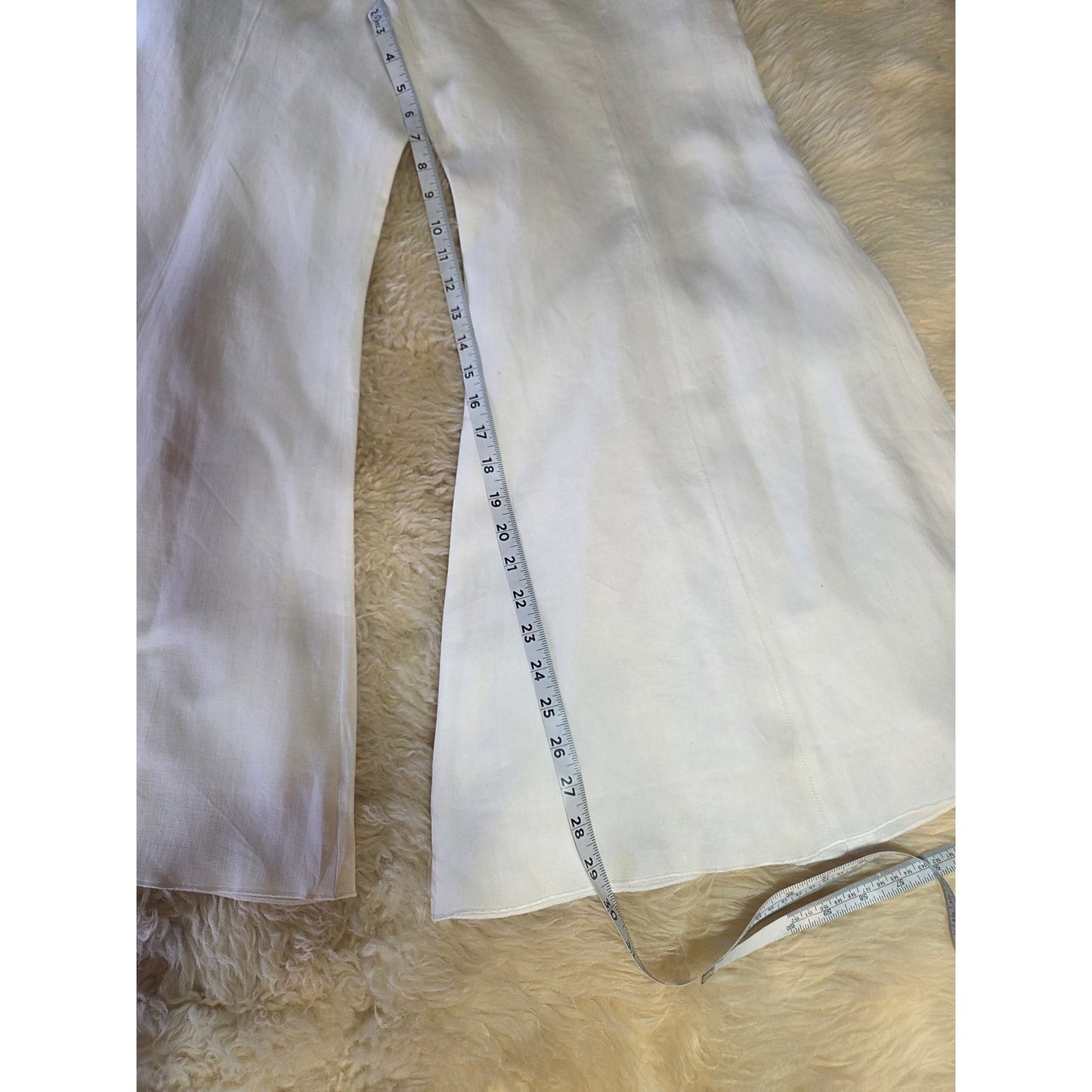 Worth size 8 100% Linen Fully Lined Wide Leg Bell Bottom Pants small stain leg