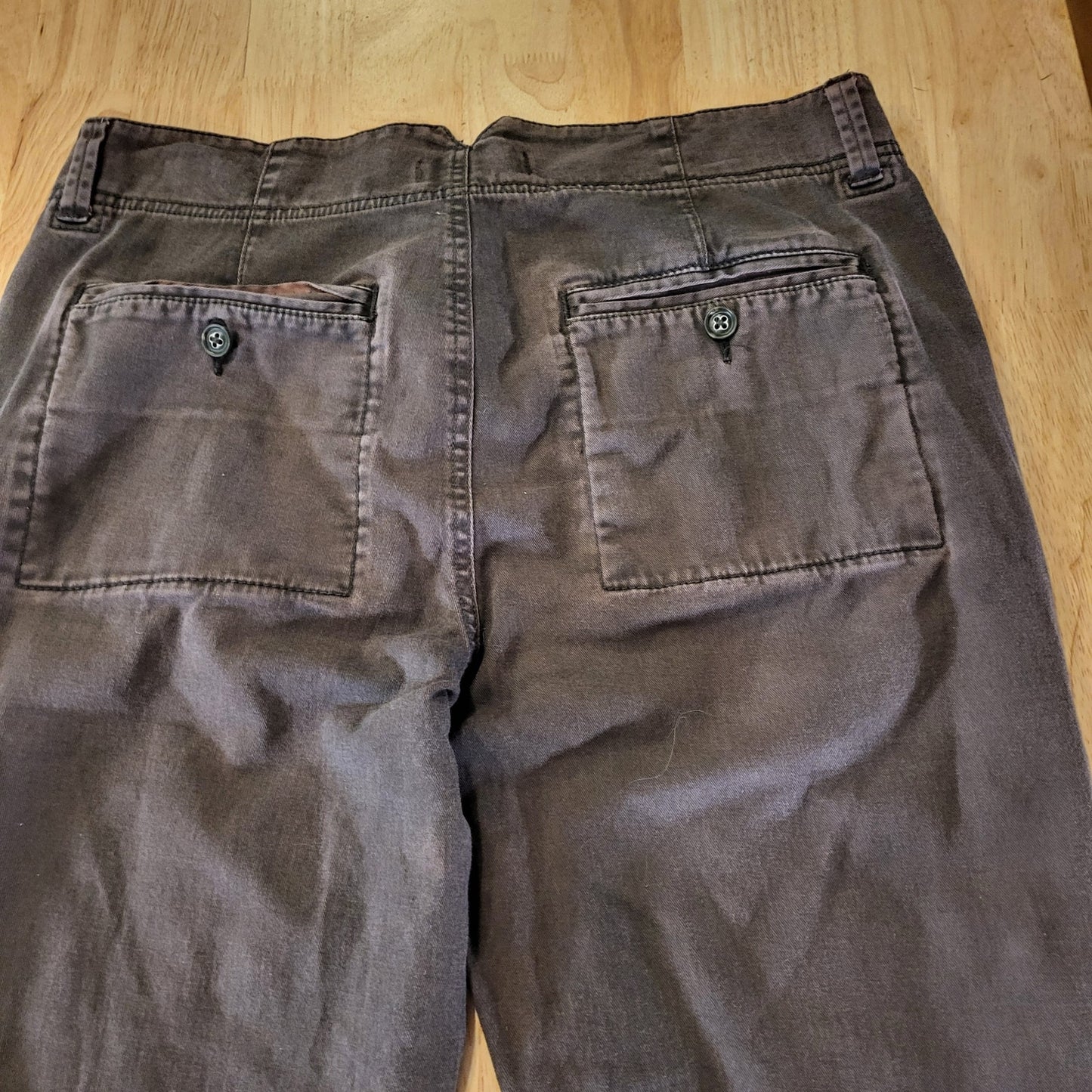 Free People Brown Tapered Slacks Pants Size 6 contrast cuff back waist detail