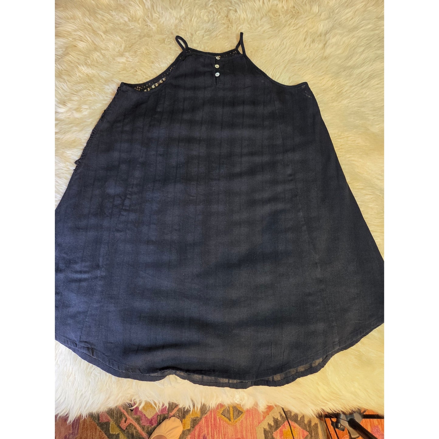 Venus Size 10 Black Spaghetti Strap Mini Dress Lace