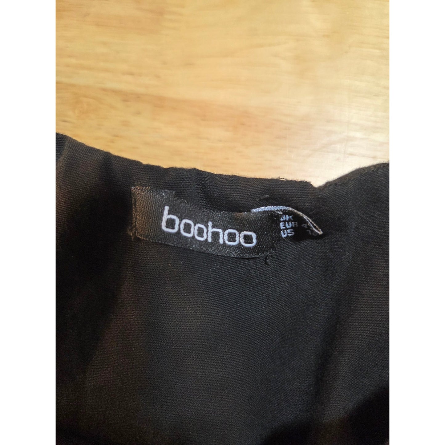 Boohoo 100% cotton black one shoulder ruffle A-line dress