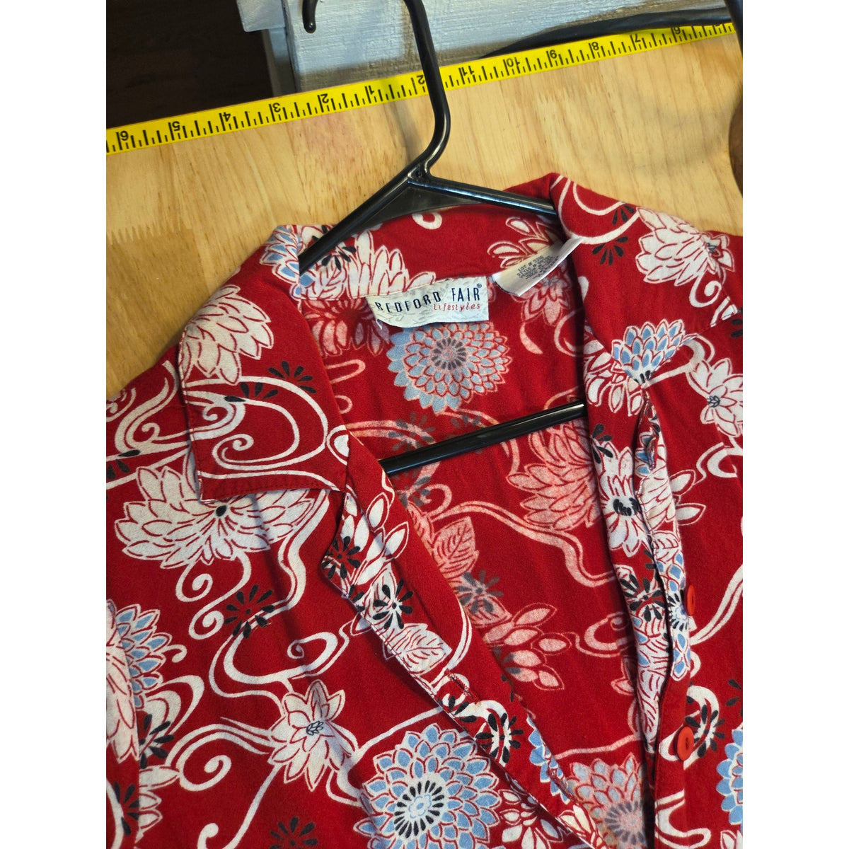 Bedford Fair petite large red floral print short sleeve collared button jumpsuit