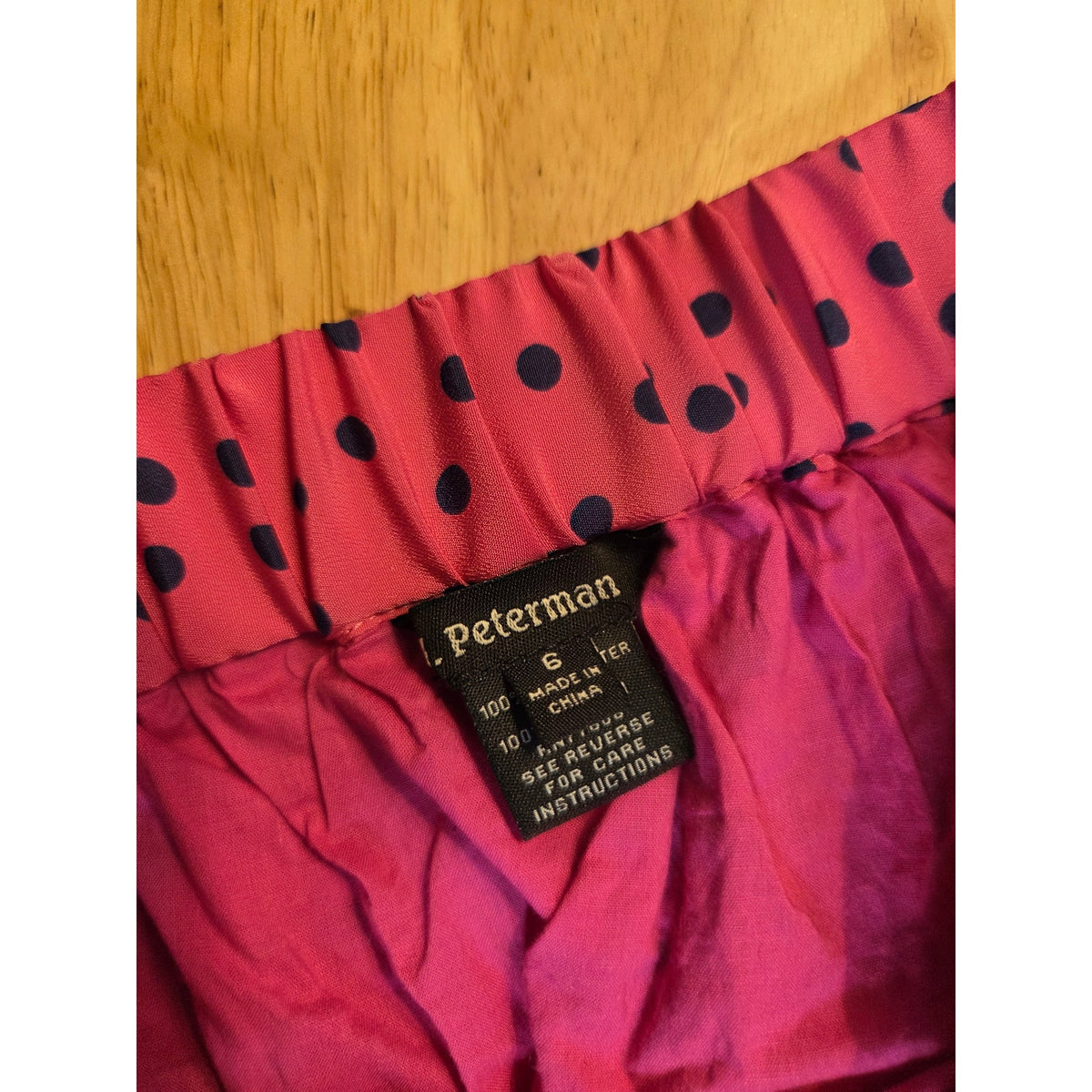 J Peterman Pink & Navy polka dot Maxi skirt size 6