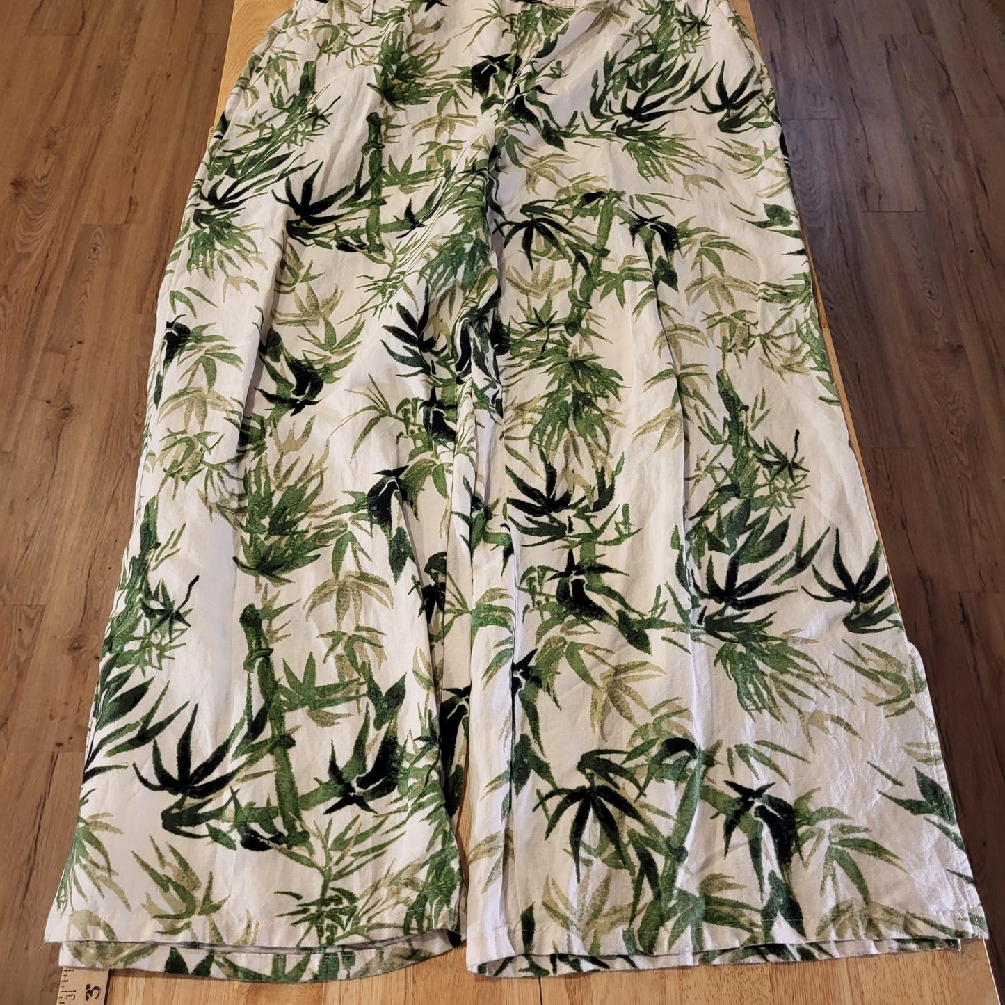 Nwt J. Jill Botanical Print Elastic Waist Wide Leg Nylon Blend Trousers XL Tall