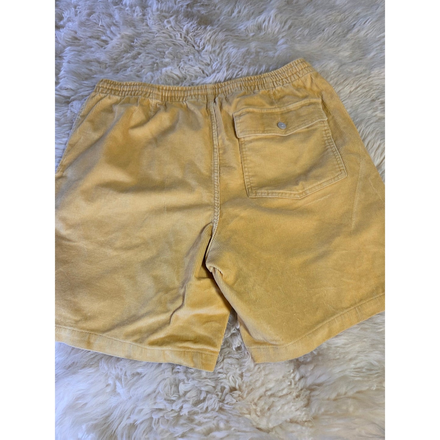 Land's End Size Medium Butter yellow Corduroy Elastic Waist Shorts