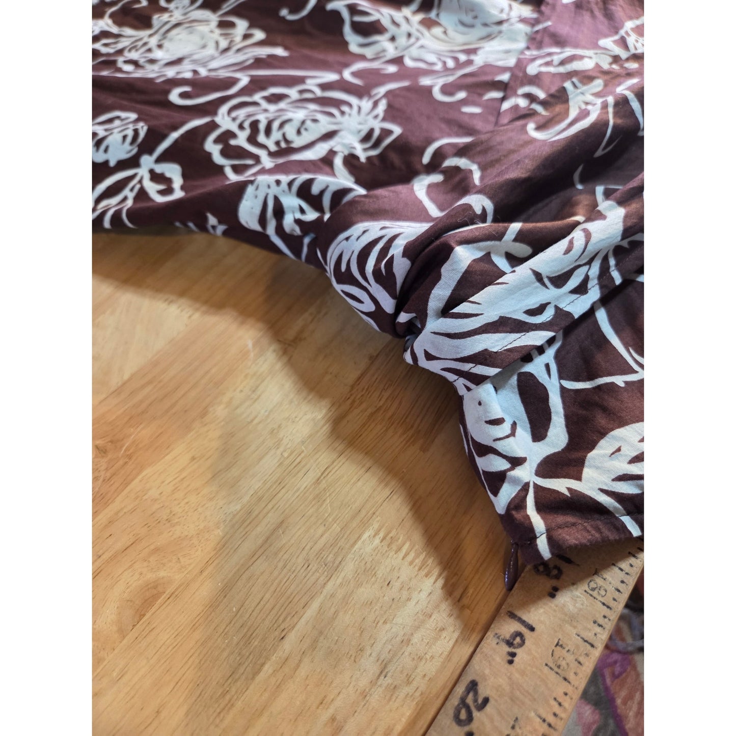 Biacci 100% cotton brown and blue floral sleeveless v-neck dress fully lined tie